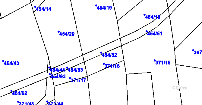 Parcela st. 454/52 v KÚ Choustník, Katastrální mapa