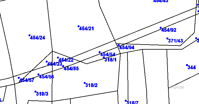 Parcela st. 454/54 v KÚ Choustník, Katastrální mapa