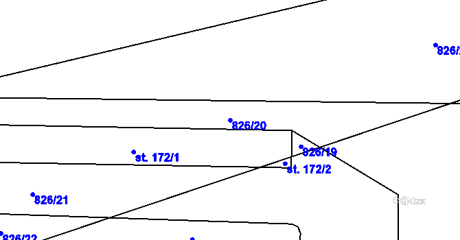 Parcela st. 826/20 v KÚ Choustník, Katastrální mapa