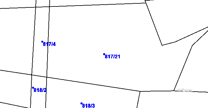 Parcela st. 817/21 v KÚ Choustník, Katastrální mapa