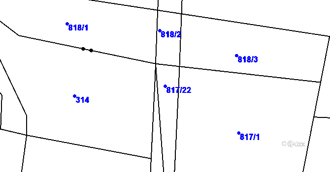 Parcela st. 817/22 v KÚ Choustník, Katastrální mapa