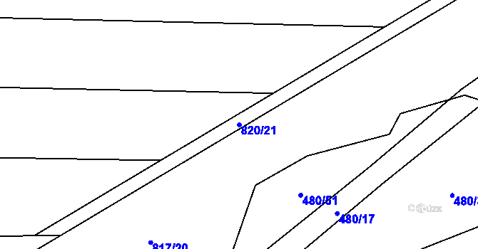 Parcela st. 820/21 v KÚ Choustník, Katastrální mapa