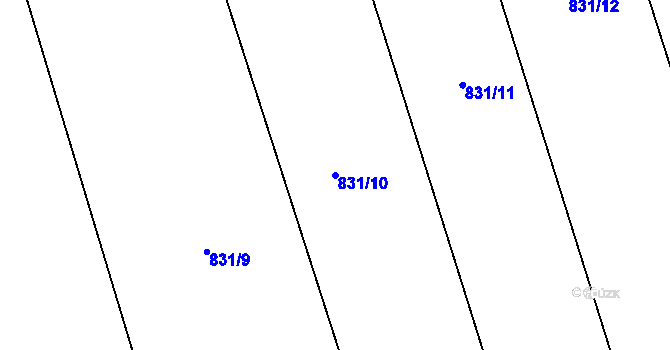 Parcela st. 831/10 v KÚ Choustník, Katastrální mapa