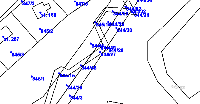 Parcela st. 844/27 v KÚ Choustník, Katastrální mapa
