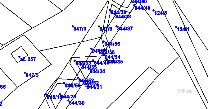 Parcela st. 844/54 v KÚ Choustník, Katastrální mapa