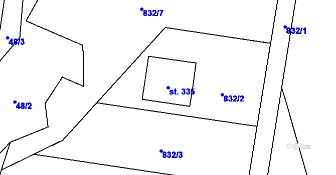 Parcela st. 335 v KÚ Choustník, Katastrální mapa