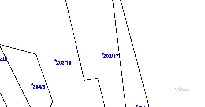 Parcela st. 202/17 v KÚ Kajetín, Katastrální mapa