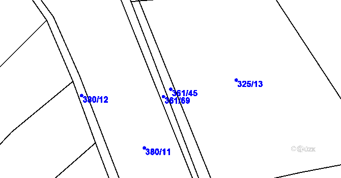 Parcela st. 361/45 v KÚ Kajetín, Katastrální mapa