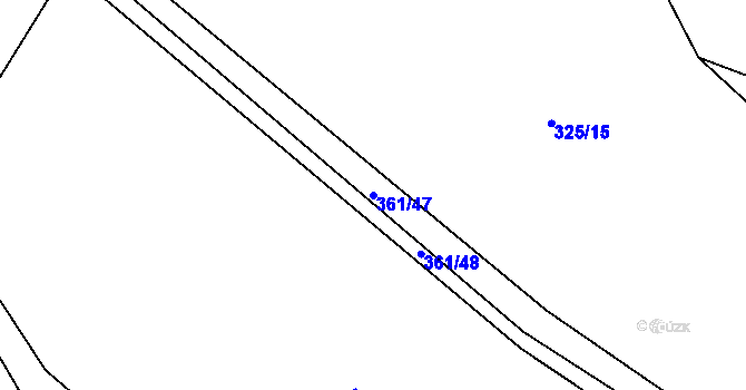 Parcela st. 361/47 v KÚ Kajetín, Katastrální mapa