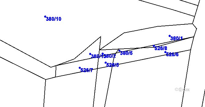 Parcela st. 380/2 v KÚ Kajetín, Katastrální mapa