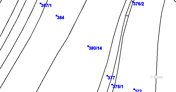Parcela st. 380/14 v KÚ Kajetín, Katastrální mapa