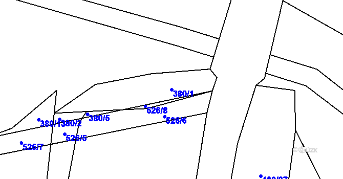 Parcela st. 380/1 v KÚ Kajetín, Katastrální mapa