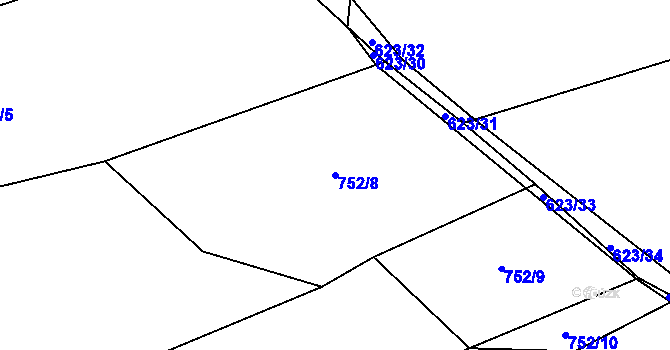 Parcela st. 752/8 v KÚ Předboř u Choustníku, Katastrální mapa