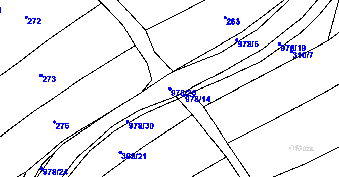 Parcela st. 978/25 v KÚ Předboř u Choustníku, Katastrální mapa