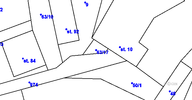 Parcela st. 63/17 v KÚ Předboř u Choustníku, Katastrální mapa