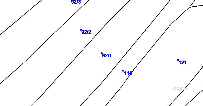 Parcela st. 92/1 v KÚ Předboř u Choustníku, Katastrální mapa