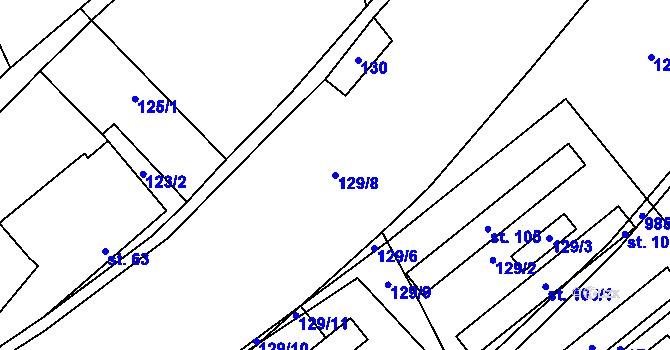 Parcela st. 129/8 v KÚ Předboř u Choustníku, Katastrální mapa