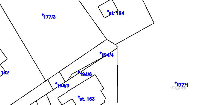 Parcela st. 194/4 v KÚ Předboř u Choustníku, Katastrální mapa