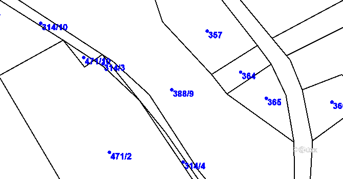 Parcela st. 388/9 v KÚ Předboř u Choustníku, Katastrální mapa
