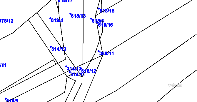 Parcela st. 388/11 v KÚ Předboř u Choustníku, Katastrální mapa