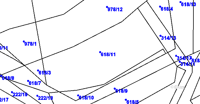Parcela st. 618/11 v KÚ Předboř u Choustníku, Katastrální mapa