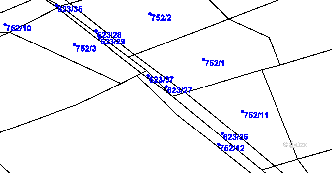 Parcela st. 623/27 v KÚ Předboř u Choustníku, Katastrální mapa