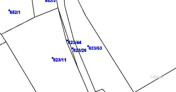 Parcela st. 623/53 v KÚ Předboř u Choustníku, Katastrální mapa