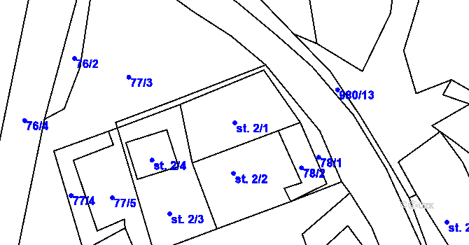 Parcela st. 2/1 v KÚ Předboř u Choustníku, Katastrální mapa