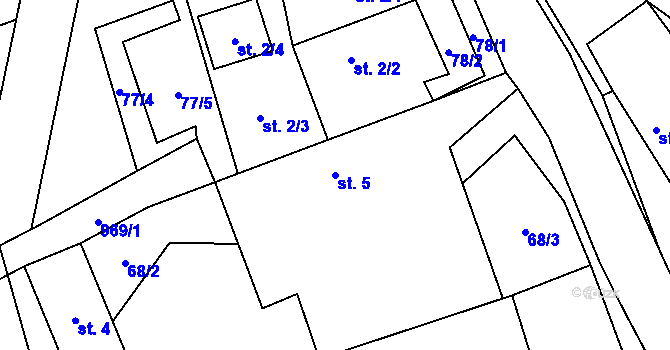 Parcela st. 5 v KÚ Předboř u Choustníku, Katastrální mapa