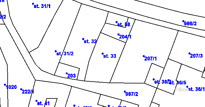 Parcela st. 33 v KÚ Předboř u Choustníku, Katastrální mapa