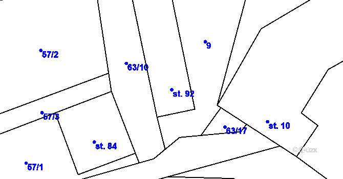 Parcela st. 92 v KÚ Předboř u Choustníku, Katastrální mapa
