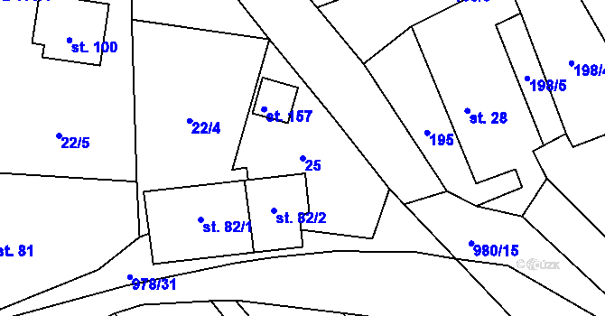 Parcela st. 25 v KÚ Předboř u Choustníku, Katastrální mapa