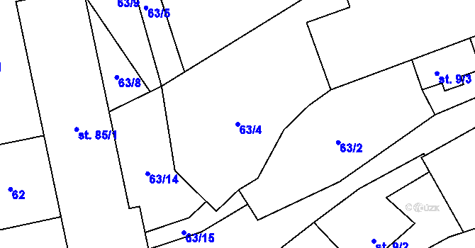 Parcela st. 63/4 v KÚ Předboř u Choustníku, Katastrální mapa