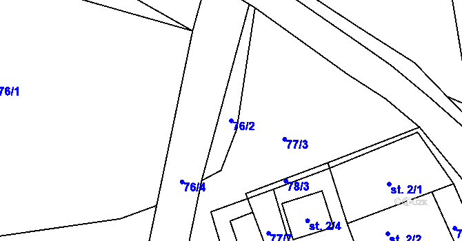Parcela st. 76/2 v KÚ Předboř u Choustníku, Katastrální mapa