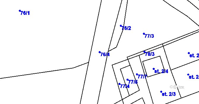 Parcela st. 76/4 v KÚ Předboř u Choustníku, Katastrální mapa