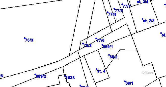 Parcela st. 76/8 v KÚ Předboř u Choustníku, Katastrální mapa