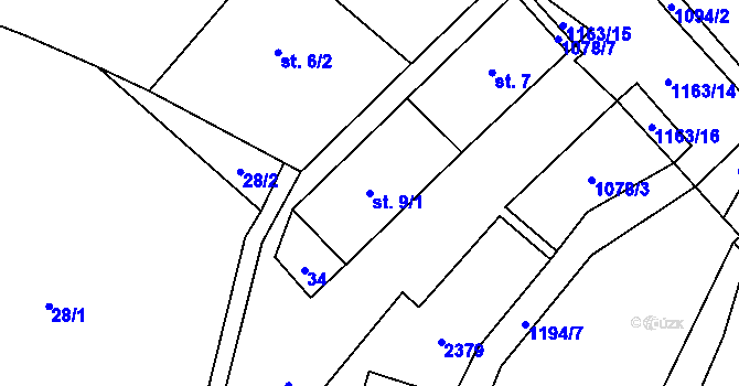 Parcela st. 9/1 v KÚ Choustníkovo Hradiště, Katastrální mapa