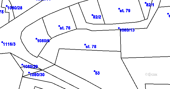 Parcela st. 78 v KÚ Choustníkovo Hradiště, Katastrální mapa