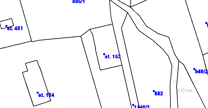 Parcela st. 153 v KÚ Choustníkovo Hradiště, Katastrální mapa