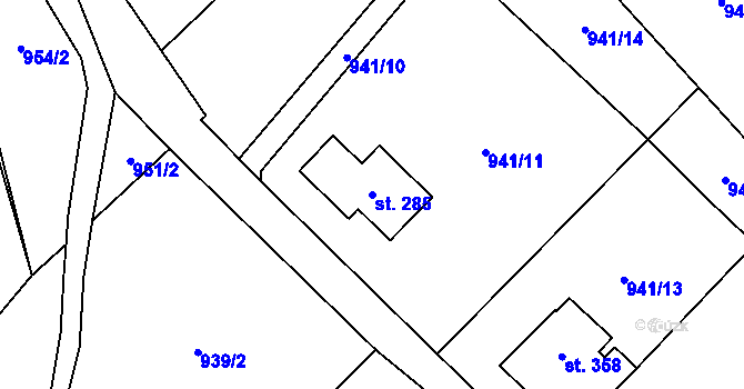 Parcela st. 285 v KÚ Choustníkovo Hradiště, Katastrální mapa