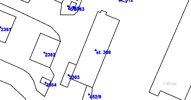 Parcela st. 308 v KÚ Choustníkovo Hradiště, Katastrální mapa