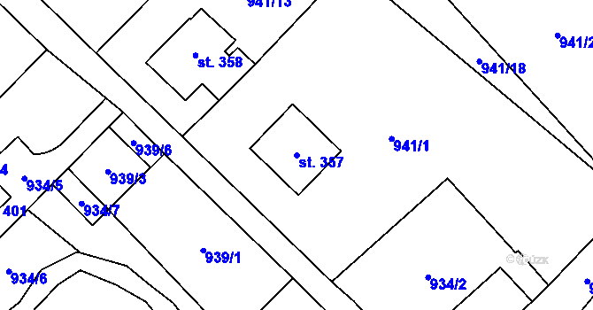 Parcela st. 357 v KÚ Choustníkovo Hradiště, Katastrální mapa
