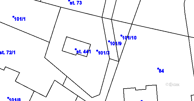 Parcela st. 101/3 v KÚ Choustníkovo Hradiště, Katastrální mapa