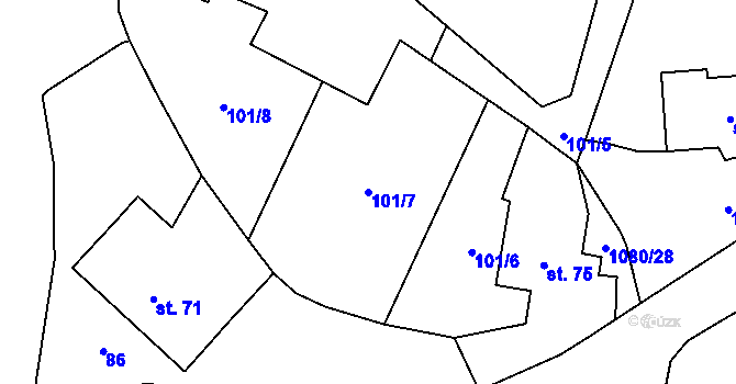Parcela st. 101/7 v KÚ Choustníkovo Hradiště, Katastrální mapa