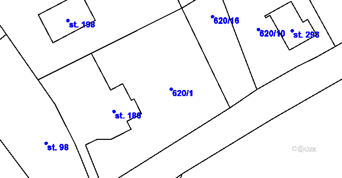 Parcela st. 620/1 v KÚ Choustníkovo Hradiště, Katastrální mapa