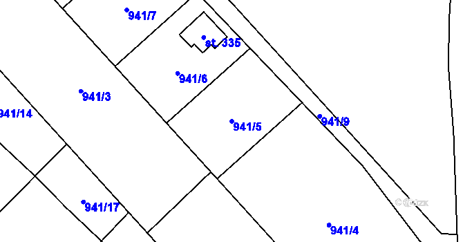 Parcela st. 941/5 v KÚ Choustníkovo Hradiště, Katastrální mapa
