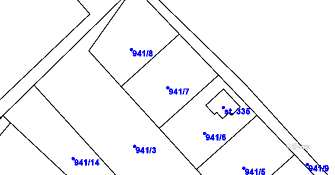 Parcela st. 941/7 v KÚ Choustníkovo Hradiště, Katastrální mapa