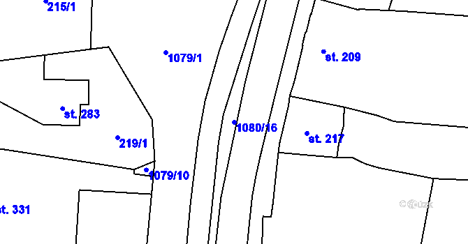 Parcela st. 1080/16 v KÚ Choustníkovo Hradiště, Katastrální mapa