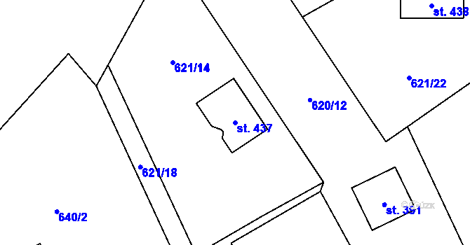 Parcela st. 437 v KÚ Choustníkovo Hradiště, Katastrální mapa