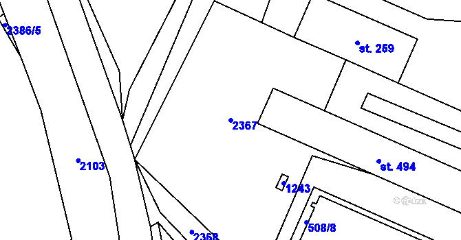 Parcela st. 2367 v KÚ Choustníkovo Hradiště, Katastrální mapa